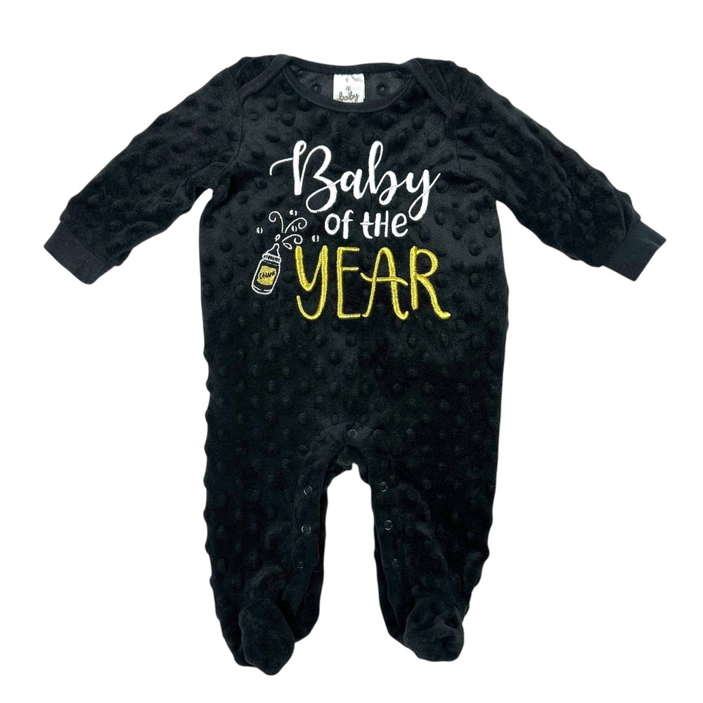 Baby Starters Sleeper 3M Black Baby of the Year Popcorn Fleece New Year Outfit